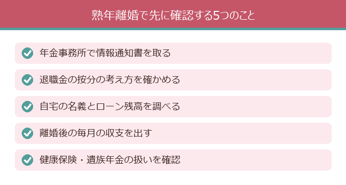熟年離婚で先に確認する5つのこと